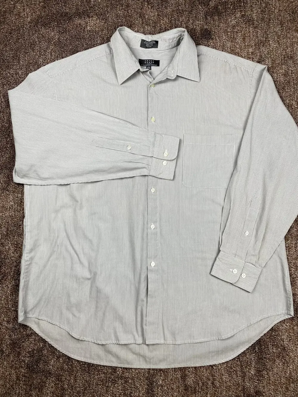 Vintage Crazy Horse Mens Button Down Shirt 2XL Gray White Micro Stripe